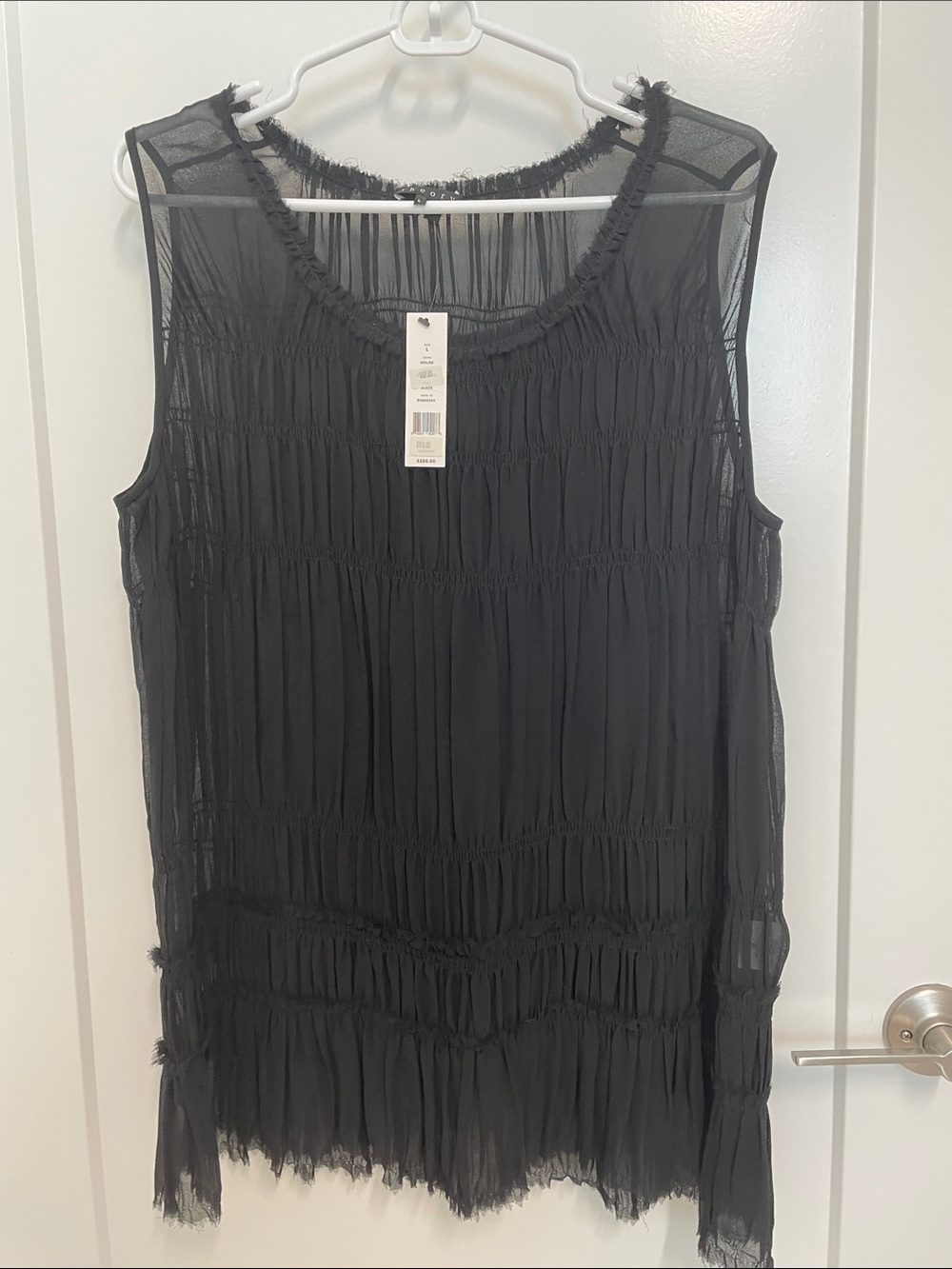 Theory Black Sheer Tiered Sleeveless Tunic Top